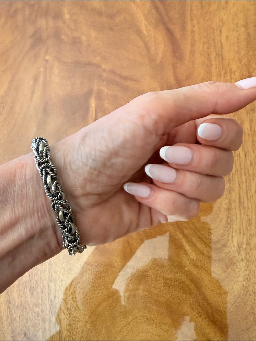 Sterling Silver Rope Chain Bracelet -Byzantine style- vintage 1980